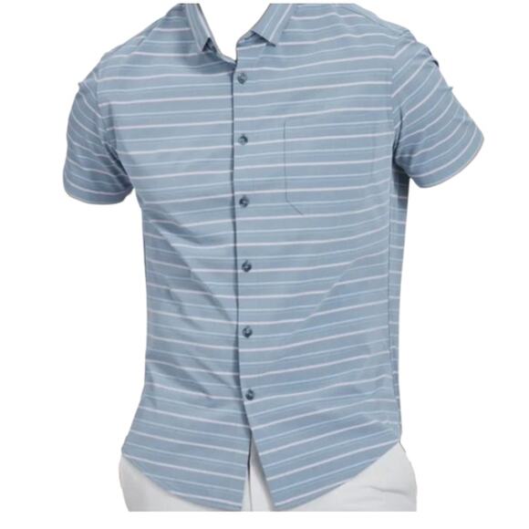 Mizzen & Main Leeward Dress Shirt, Chambray-look Performance Fabric, sz XL - Picture 3 of 11